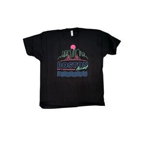 New Matt Nathanson Boston Accent Neon Graphic Short Sleeve Black T-shirt XXL